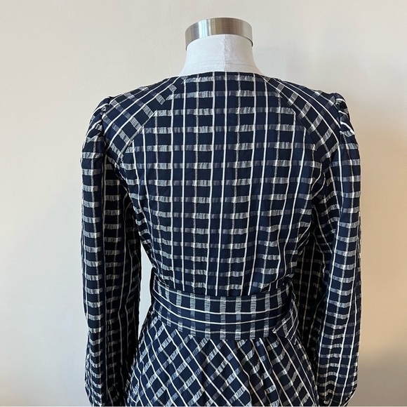 New! Tanya Taylor Nicola Puff-Sleeve Belted Check Mini Dress nwt 17334 - Picture 10 of 15